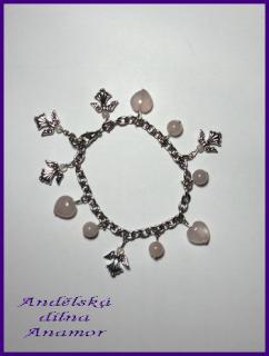 Růženínový náramek s andílky